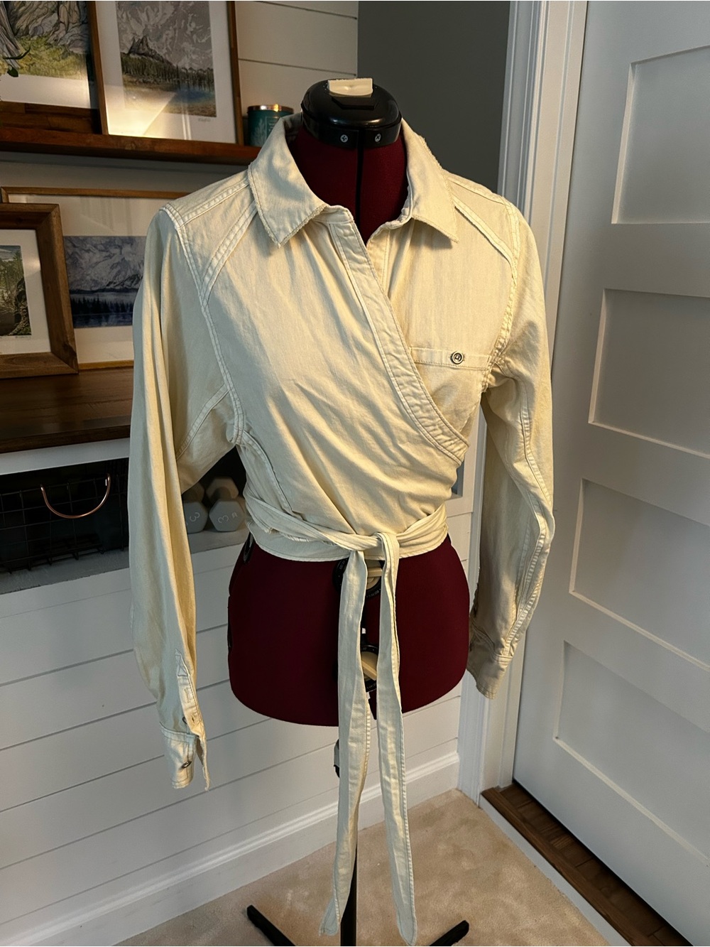 We The Free Cream Wrap-Front Button Down Shirt